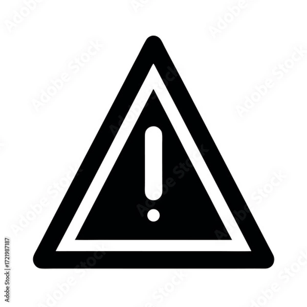 Obraz Minimal Glyph Warning Triangle with Exclamation Mark Vector Illustration