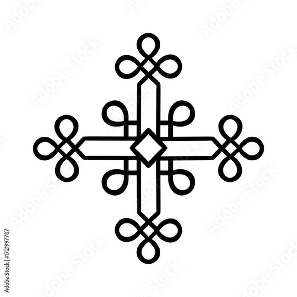 Fototapeta Celtic cross. Linear hand-drawn style on a white background.