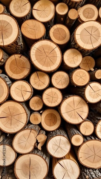 Obraz Stacked logs, close-up (1)