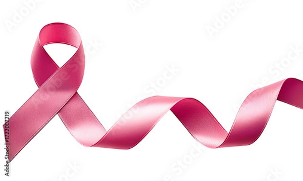 Obraz Pink ribbon on white background