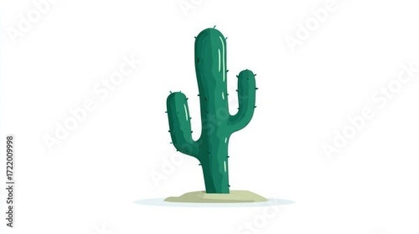 Fototapeta A tall, green Saguaro cactus stands in a sandy desert environment.