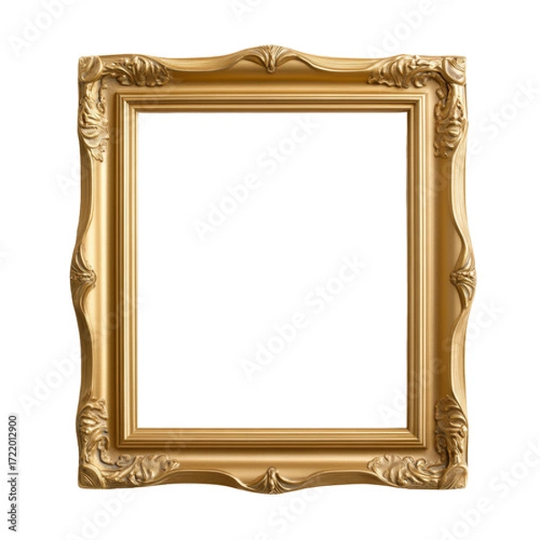 Fototapeta Elegant ornate gold frame for art decoration or gallery display