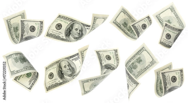 Obraz Latanie pieniędzy na białym tle