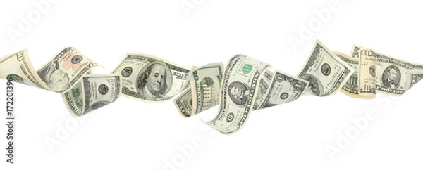 Fototapeta Flying money on white background