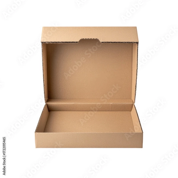 Fototapeta Empty open cardboard box for packaging and shipping