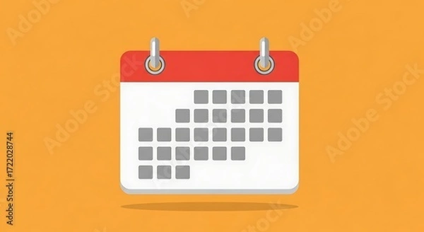 Fototapeta Calendar icon with marked dates symbolizing schedule appointments and time management for business planning efficiency and deadline tracking on a vibrant orange background