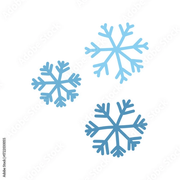 Fototapeta Doodle blue snowflakes. Various hand drawn snowflakes with intricate, unique designs. Simple and beautiful vector elements for winter holidays, seasonal backgrounds, or Christmas designs.