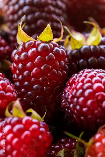 Fototapeta Fresh Ripe Blackberries Close Up with Natural Texture