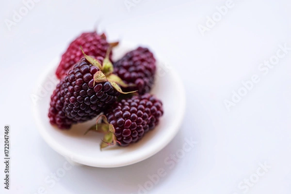 Fototapeta Fresh Ripe Blackberries Close Up with Natural Texture