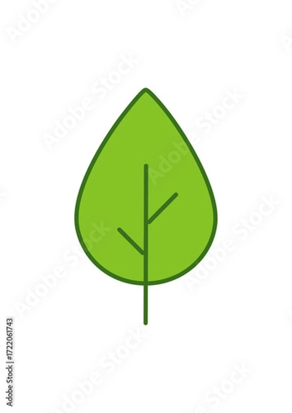 Fototapeta Green Leaf Icon Set – Botanical, Nature and Eco Friendly Vector Illustrations