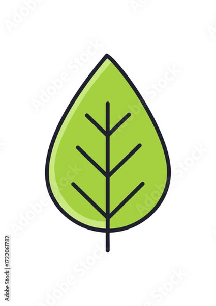 Fototapeta Green Leaf Icon Set – Botanical, Nature and Eco Friendly Vector Illustrations