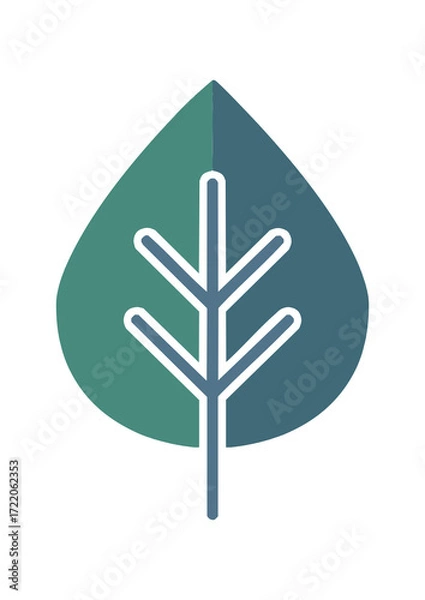 Fototapeta Green Leaf Icon Set – Botanical, Nature and Eco Friendly Vector Illustrations