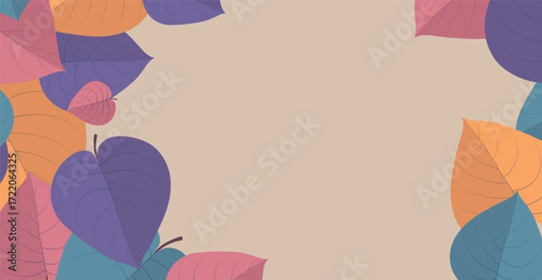 Fototapeta Realistic autumn leaves on a light background - Vector illustration