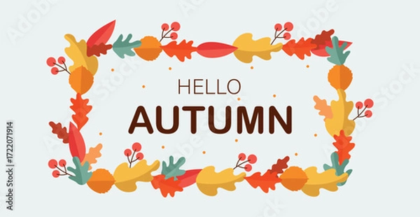 Fototapeta Colorful banner with autumn fallen leaves. Abstract autumn background for social networks. Web template for event invitation, discount coupon, advertising and promotional events - Vector illustration
