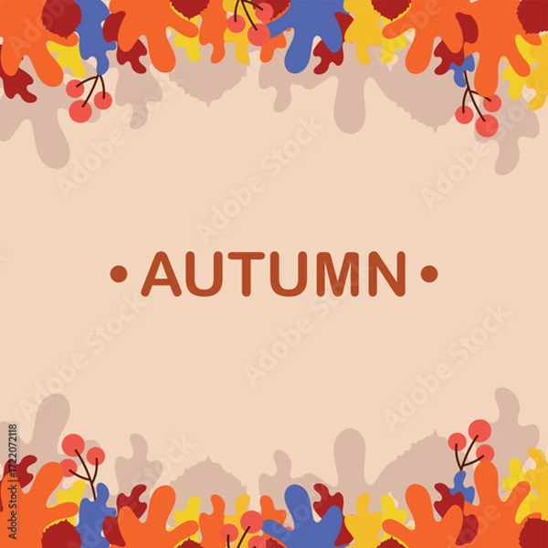 Fototapeta Colorful banner with autumn fallen leaves. Abstract autumn background for social networks. Web template for event invitation, discount coupon, advertising and promotional events - Vector illustration