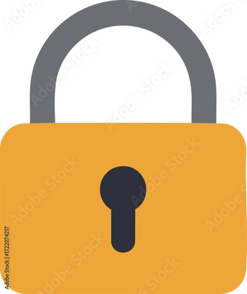 Fototapeta Simple yellow padlock illustration for security or protection uses