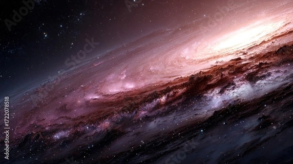 Fototapeta Stunning view of a spiral galaxy with vivid colors from outer space