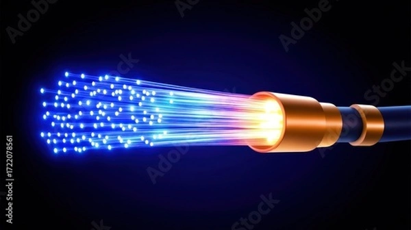 Fototapeta Colorful light streams from a futuristic nozzle in a dark environment showcasing vibrant technology