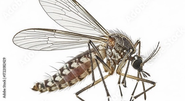 Fototapeta Detailed Macro Shot of a Mosquito Showing Wing and Body Structure