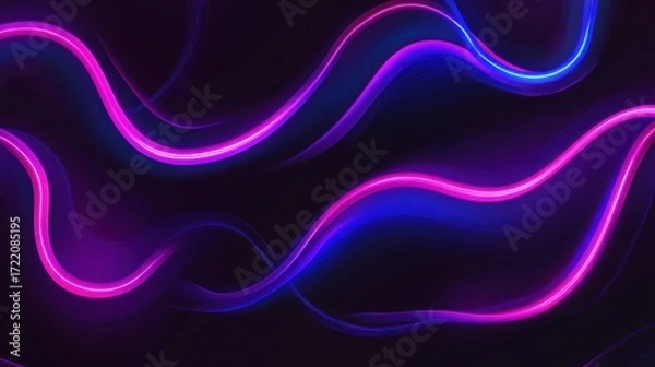 Fototapeta Colorful neon lights flowing in rhythmic waves create a mesmerizing visual effect at night