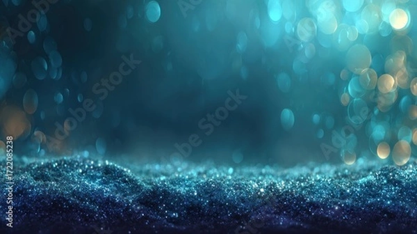 Fototapeta Sparkling water droplets dance in gentle light during a serene evening
