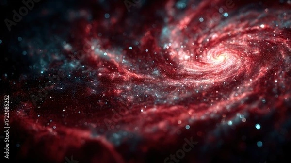 Fototapeta Stunning view of a colorful spiral galaxy with vibrant stars and cosmic dust in space