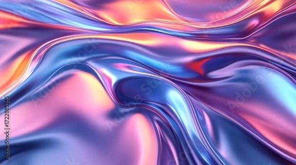Fototapeta Colorful abstract fabric creating smooth waves with soft reflections and light play