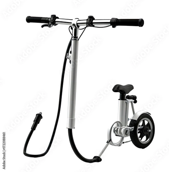 Fototapeta Compact electric scooter studio shot, foldable design, urban transport, website banner