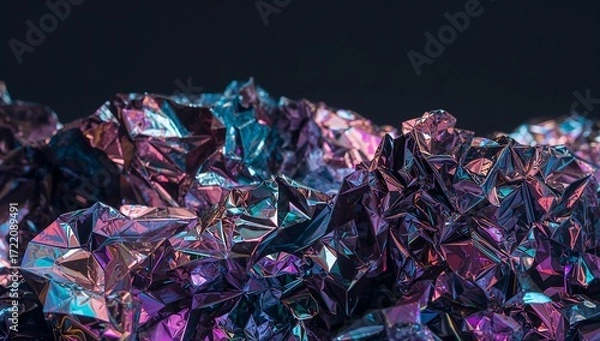 Obraz Crumpled Metallic Foil in Purple and Blue Tones