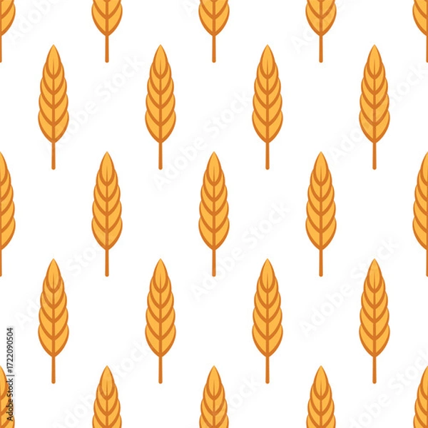 Fototapeta Vector Seamless Pattern with Agriculture Wheat and Cereal Ears. Organic Wheat, Rice Ear Design Template. Bread, Beer Packaging, Farming, Organic Food Concepts
