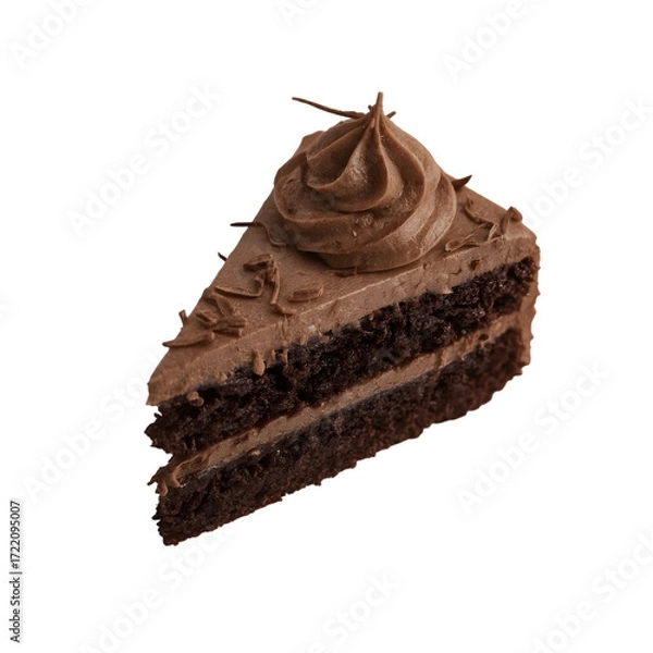 Fototapeta Chocolate Delight Slice: A mouthwatering slice of rich chocolate cake topped with creamy frosting, a delightful treat for any occasion.