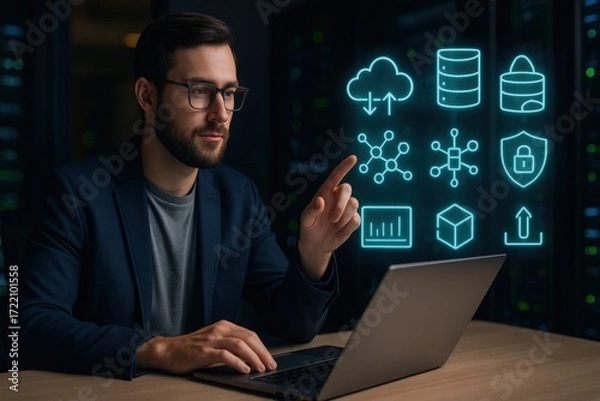 Fototapeta Analyzing data security trends office workspace digital illustration virtual environment close-up view technology insights for enhanced it strategies