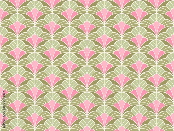 Fototapeta Abstract seamless pattern with art deco floral element. Geometric vector background.