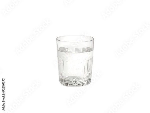 Fototapeta Transparent Glass of Fresh Water: A crystal-clear glass, half-filled with pure, refreshing water, isolated to highlight its simple purity and essential nature. 