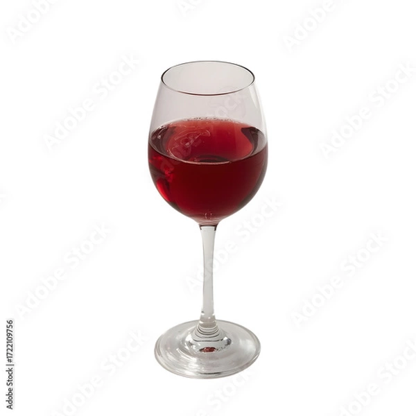 Fototapeta Wine Glass Elegance: A single, sophisticated wine glass gracefully cradles a deep red liquid. showcasing the simple elegance and classic design of the glass.