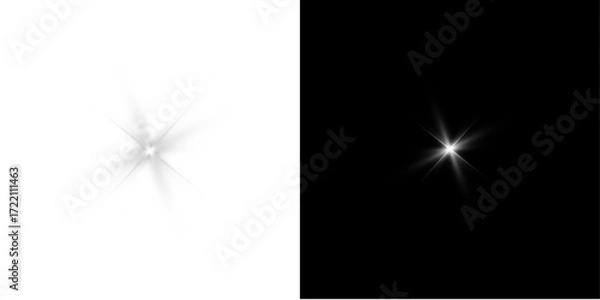 Fototapeta Star background with red flash, space beam and shining sparkle png.

