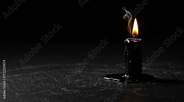 Obraz Burning Black Candle Illuminates Darkness Moody Theme