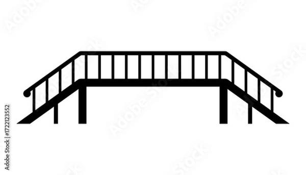 Fototapeta Pedestrian bridge icon. Black silhouette. Side and front views. Vector simple flat graphic illustration. Isolated object on a white background.