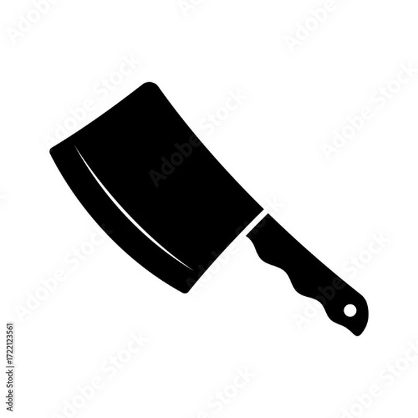 Fototapeta Meat cleaver icon. Black silhouette. Side view. Vector simple flat graphic illustration. Isolated object on a white background.