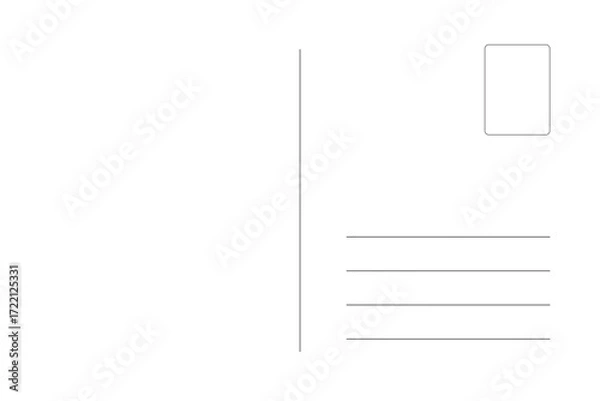 Obraz blank postcard template with place for stamp. white paper texture. airmail postcard. no border
