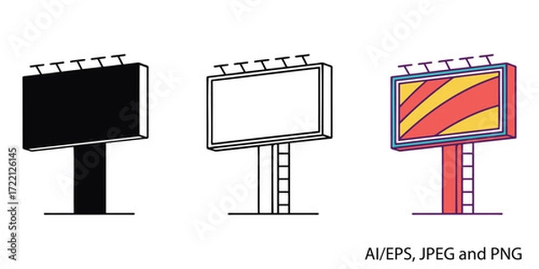 Fototapeta Billboard advertising design elements showing various display options vector