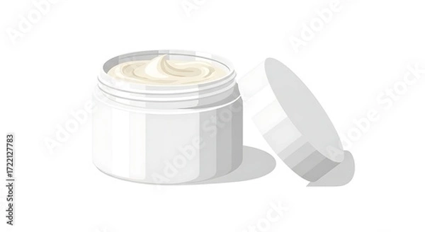 Obraz Flat Vector of Open Ointment Jar Isolated on White