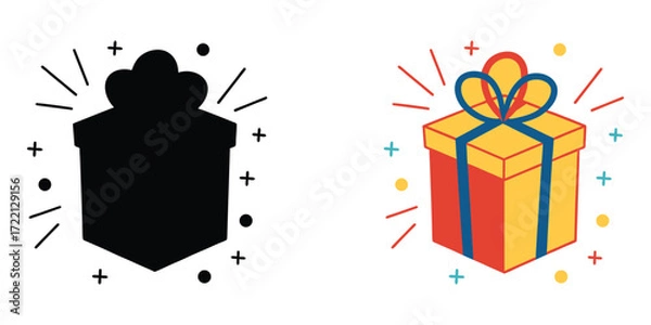 Fototapeta Gift box icon with ribbon and sparkles decorative element for celebrations vector