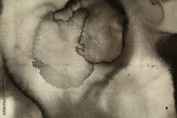 Obraz Abstract background of India ink runs and blooms on paper 