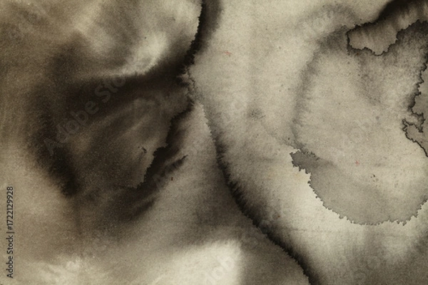 Obraz Abstract background of India ink runs and blooms on paper 