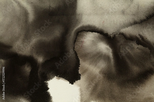 Obraz Abstract background of India ink runs and blooms on paper 