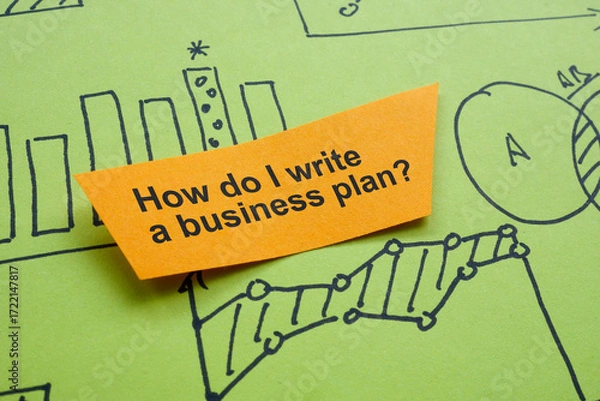 Fototapeta Question about business plan and charts symbolizing financial strategy and company growth.