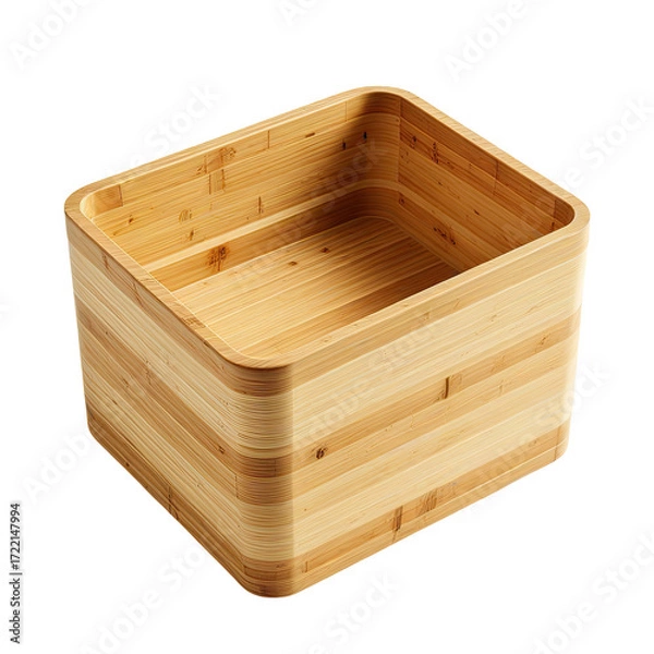 Fototapeta Empty bamboo storage box on white background