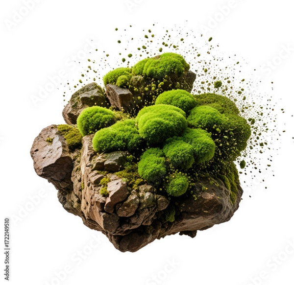 Fototapeta Lush moss rocks exploding; nature, design element