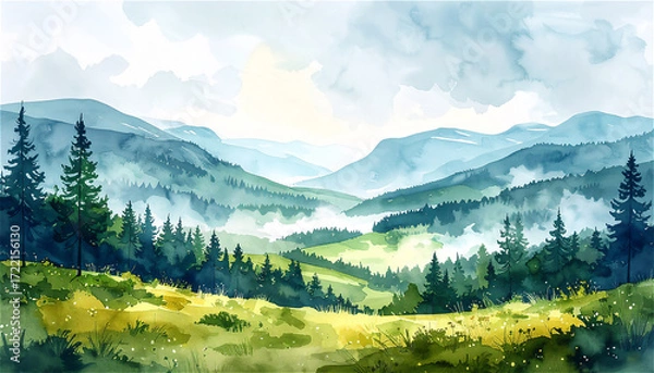 Obraz landscape with mountains of a Scandinavian setting 